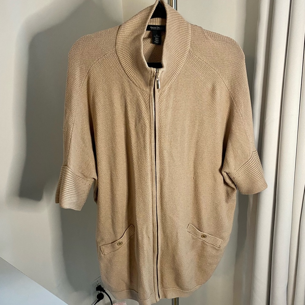 White House Black Market. Small. Tan. Quarter sleeve cardigan.